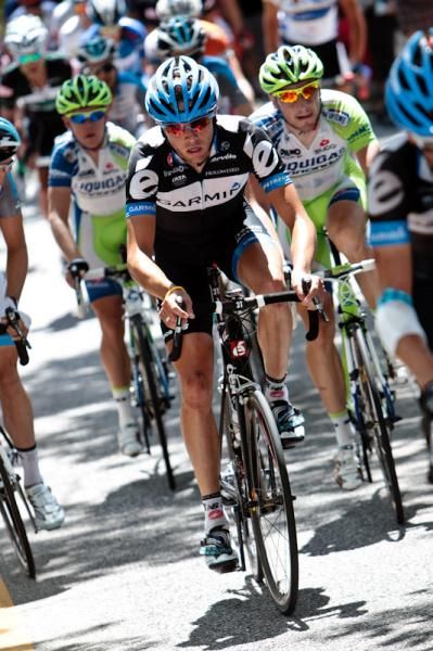 Danny Summerhill (Garmin-Cervelo) at the front on the climb.