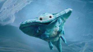 The cute, blue manta-like creature from Out of Words, Aleph.