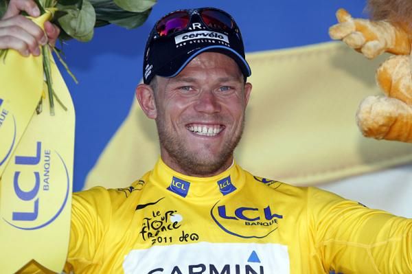 Thor Hushovd (Garmin-Cervelo) is all smiles on the podium