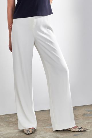 Clever Crepe High-Waisted Elasticated Trousers Ivory