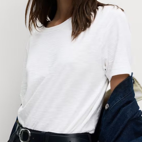 M&S Pure Cotton White Slub T-Shirt