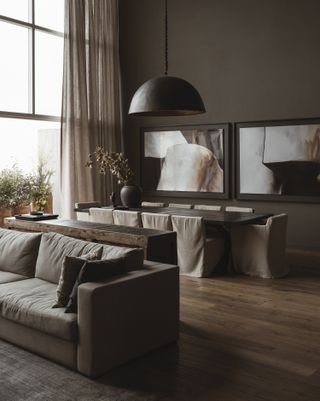 dark brown living room