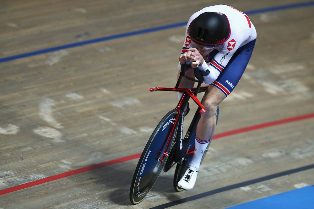 John Archibald of Great Britain or Team GB competes in the Men's Individual Pursuit Qualifying race on day three of the UCI Track Cycling World Championships