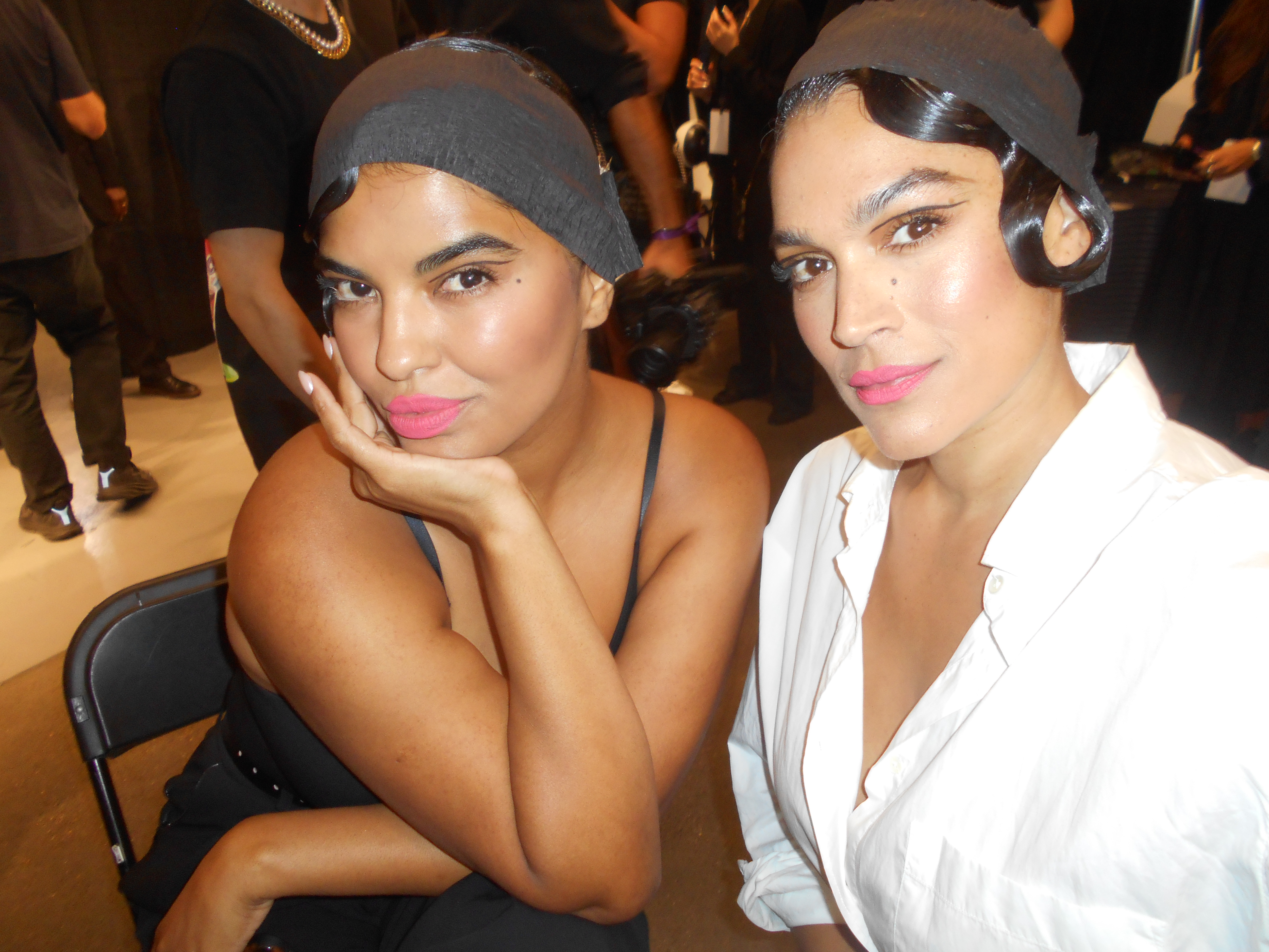 Jennifer Atile&amp;#769;mile backstage at NYFW for Christian Siriano.