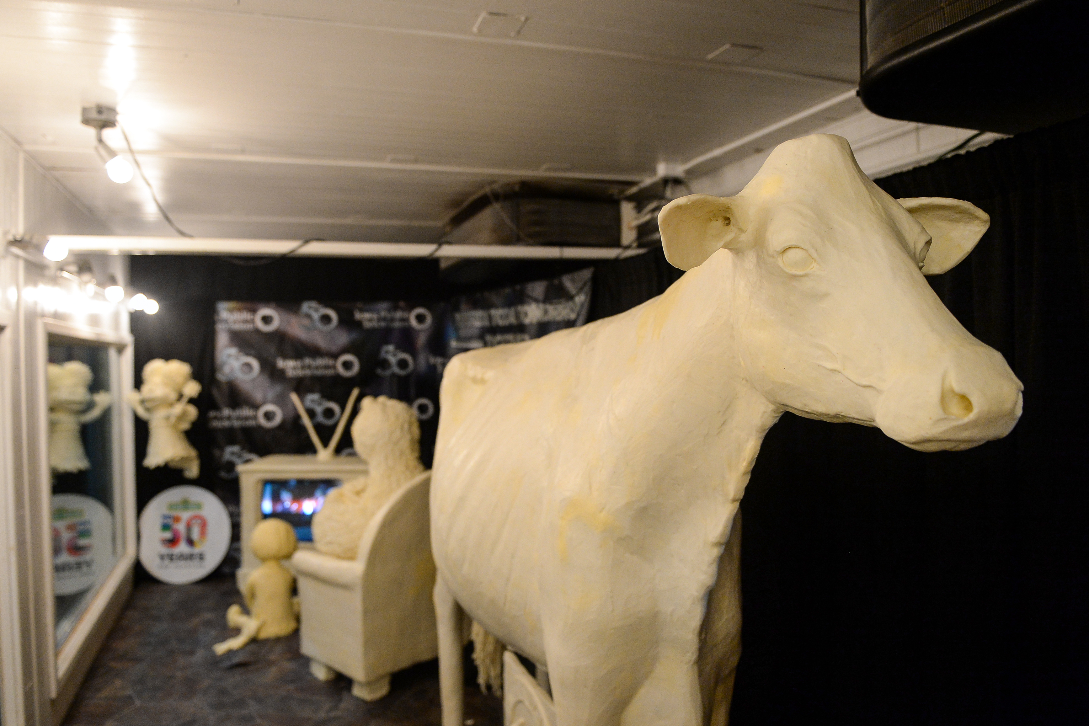 A cow sculpture made out of butter at the Iowa State Fair