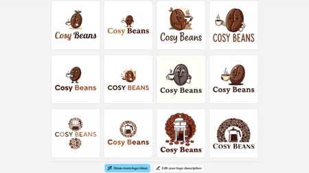 An AI logo example using VistaPrint's AI logo maker to create branding for a coffee shop