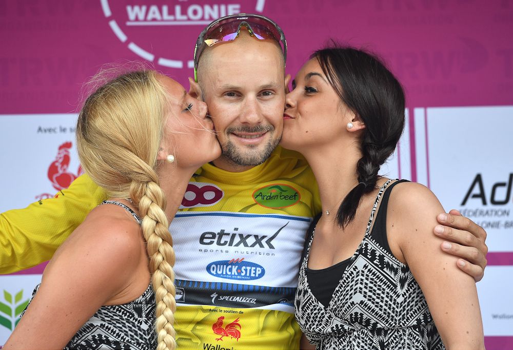 Tom Boonen in yellow after stage 1 at the Tour de Wallonie
