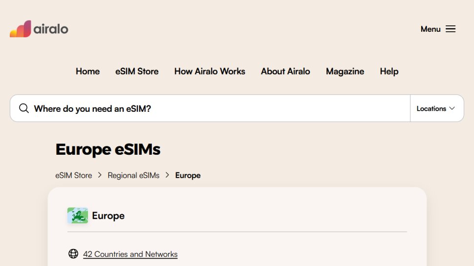 Airalo website screenshot (February 2026).