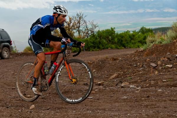 Neil Shirley rounds a rocky and washboard-riddled switchback en route to 2nd place.