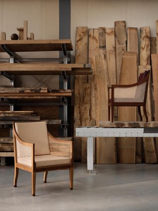 Kaare Klint by Carl Hansen & Søn chair in workshop