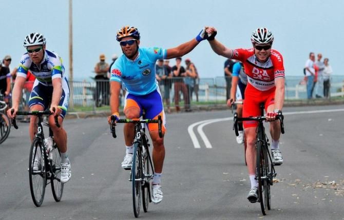 Matthews and Palmer celebrate their respective victories