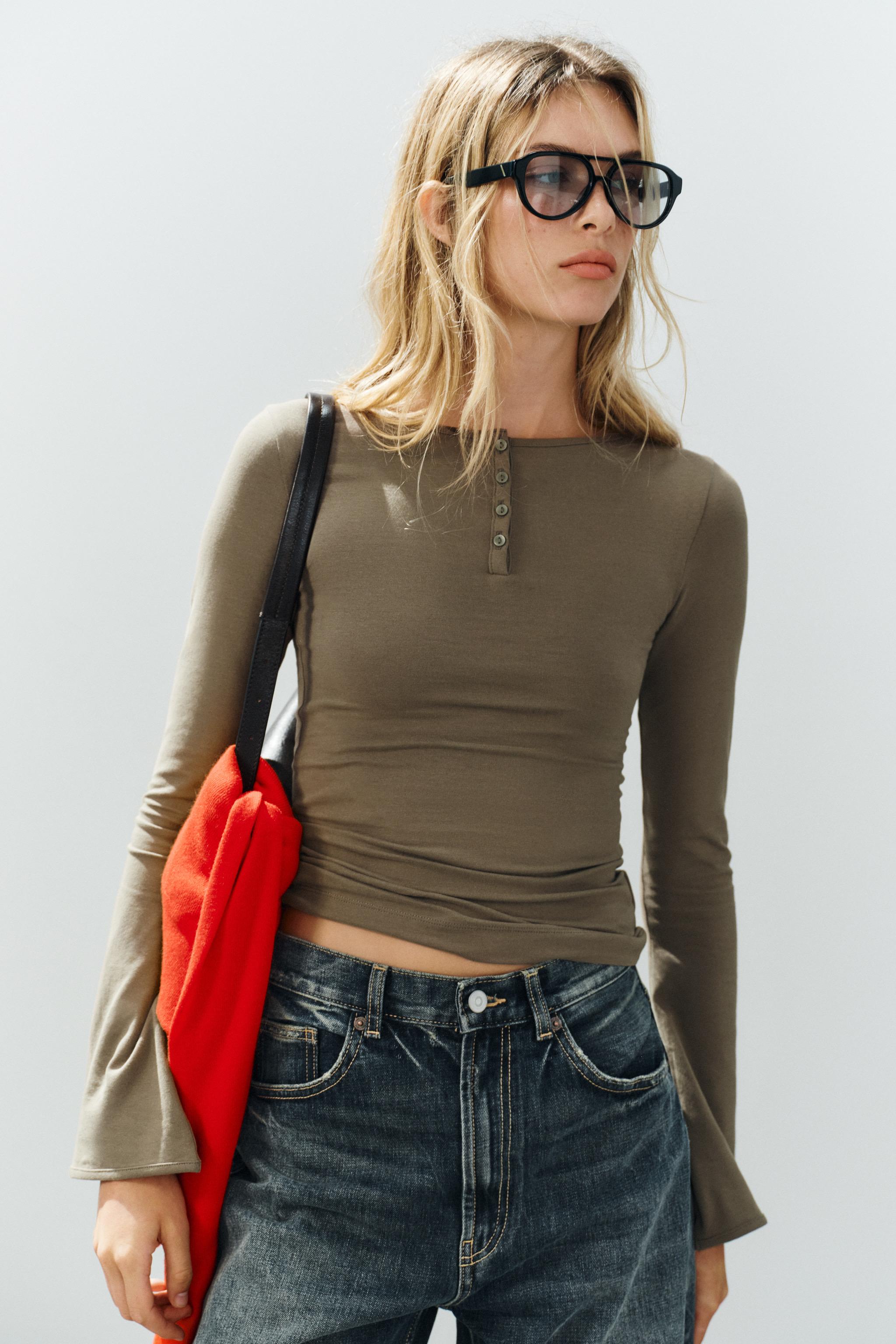 Henley T-Shirt - Brown / Taupe - S