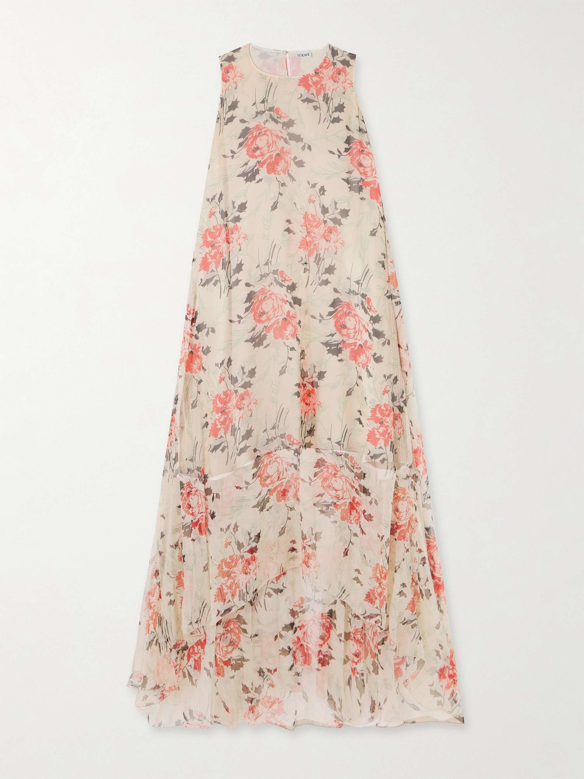 Asymmetric Floral-Print Silk Maxi Dress