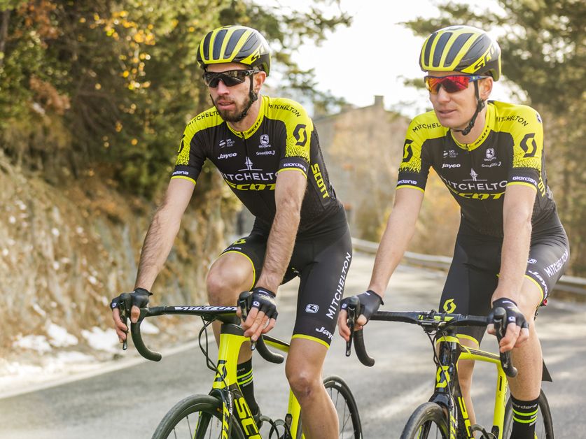 Damien Howson and Jack Haig out for a first ride in the new kit