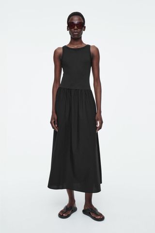 Contrast-Panel Maxi Dress