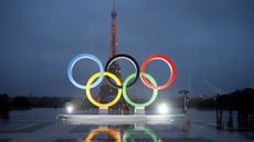 The Eiffel Tower with Olympic rings