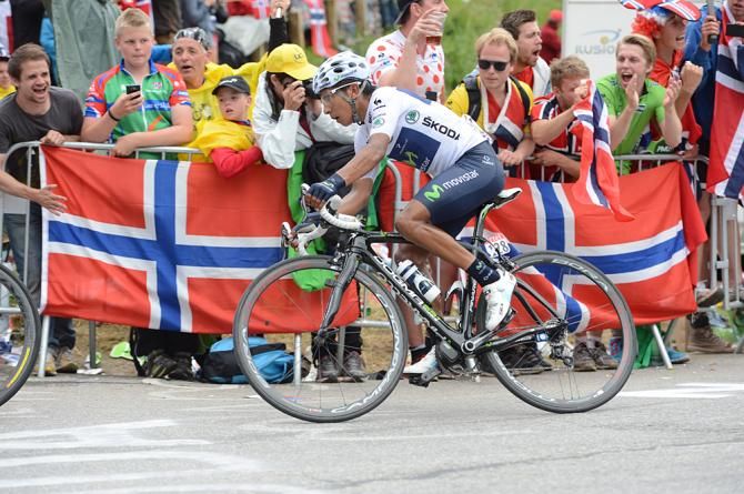 Nairo Quintana (Movistar) rode into a podium position on Alpe d'Huez