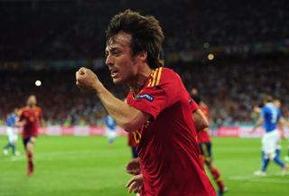 David Silva celebrates after scoring for Spain against Italy in the final of Euro 2012.