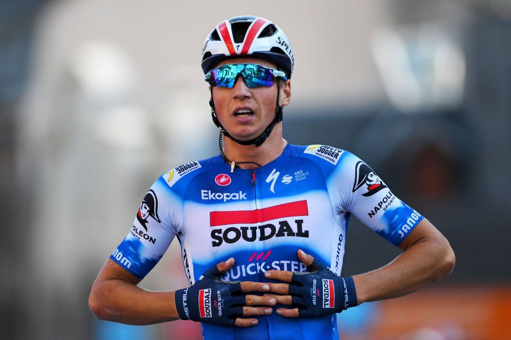 DIEKIRCH LUXEMBOURG SEPTEMBER 20 Mauri Vansevenant of Belgium and Team Soudal QuickStep celebrates at finish line as stage winner during the 84th Tour de Luxembourg 2024 Stage 3 a 2013km stage from Rosport to Diekirch UCIWT on September 20 2024 in Diekirch Luxembourg Photo by Tim de WaeleGetty Images