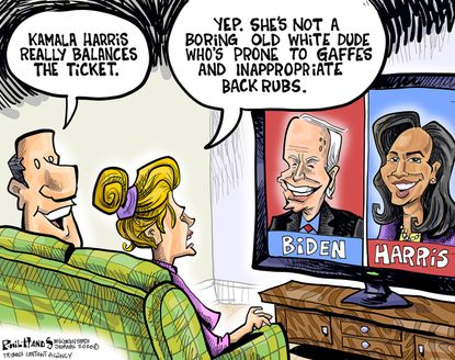 Political Cartoon U.S. Kamala Harris Joe Biden Vice President Running Mate Democratic Ticket