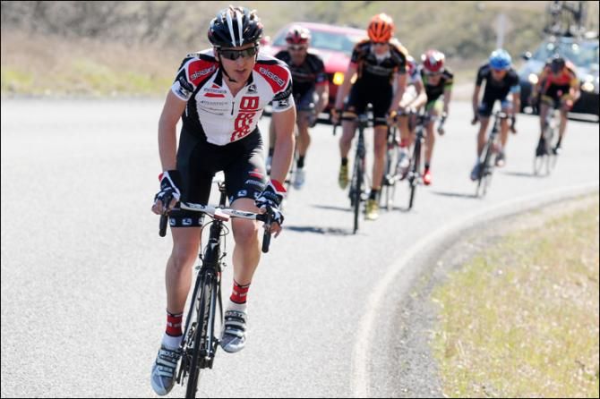 Jones on the climb on the last lap