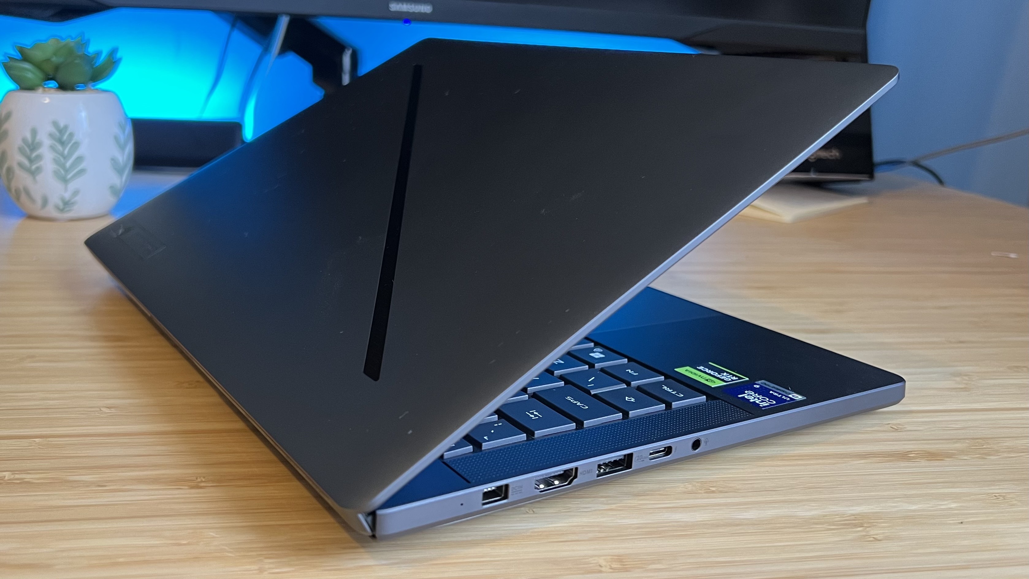 Asus ROG Zephyrus G14 with lid slightly closed
