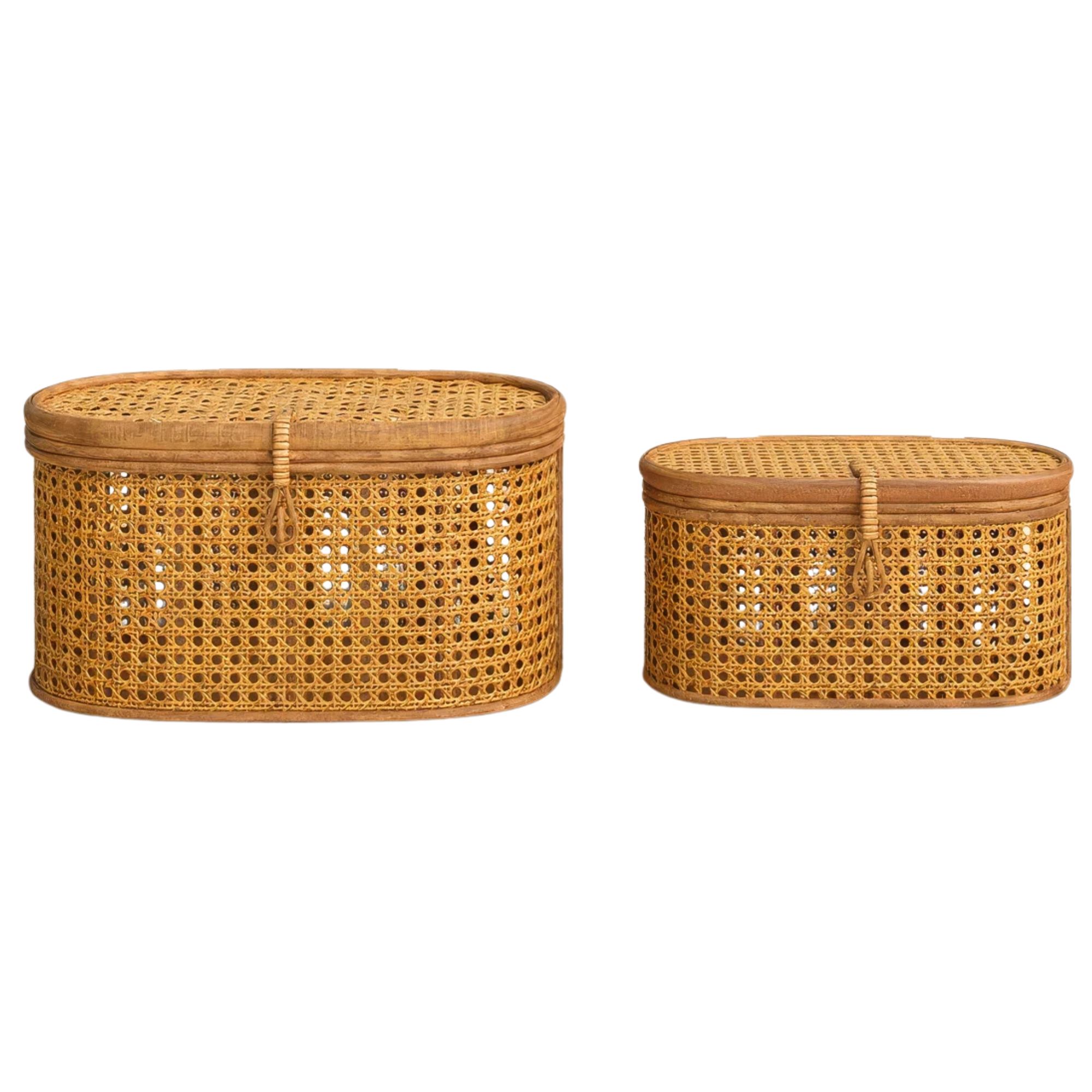 Rattan storage boxes