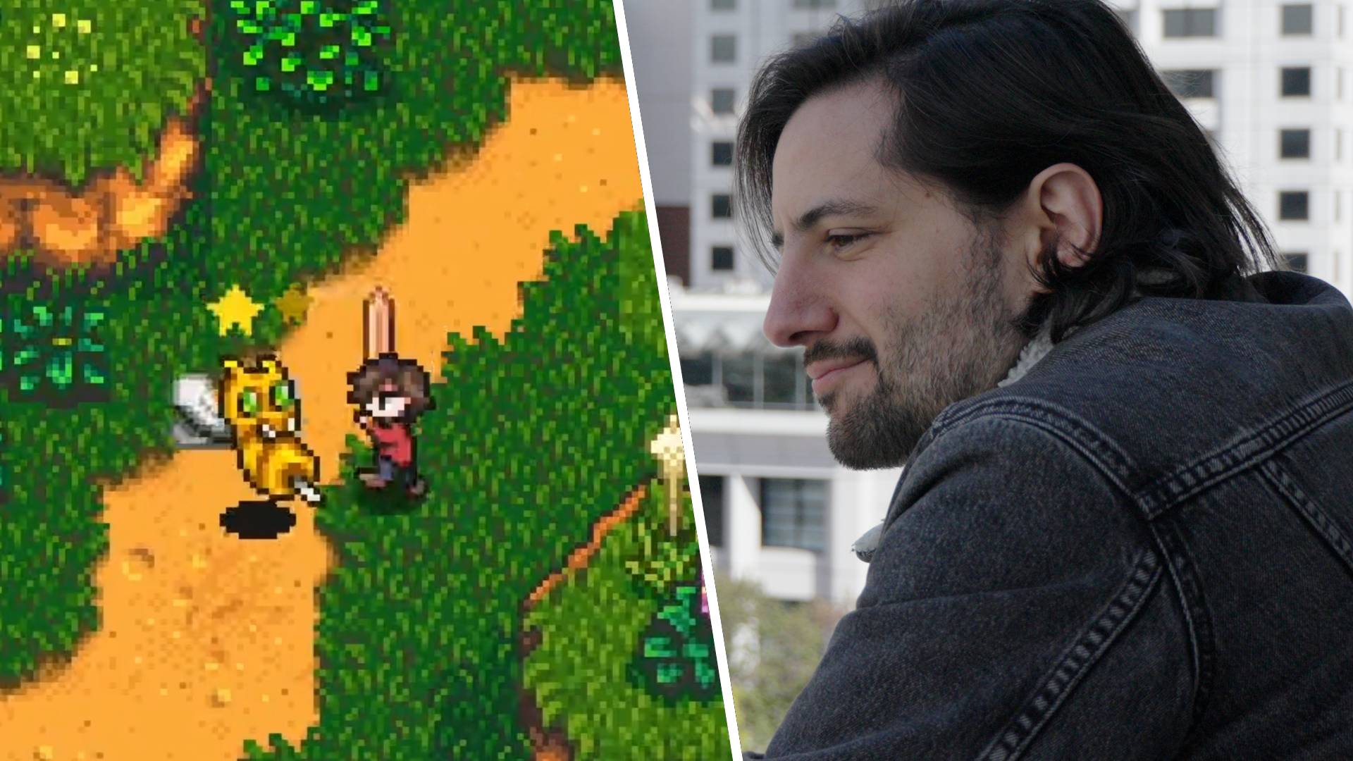 Eric Barone and a screenshot of haunted chocolatier