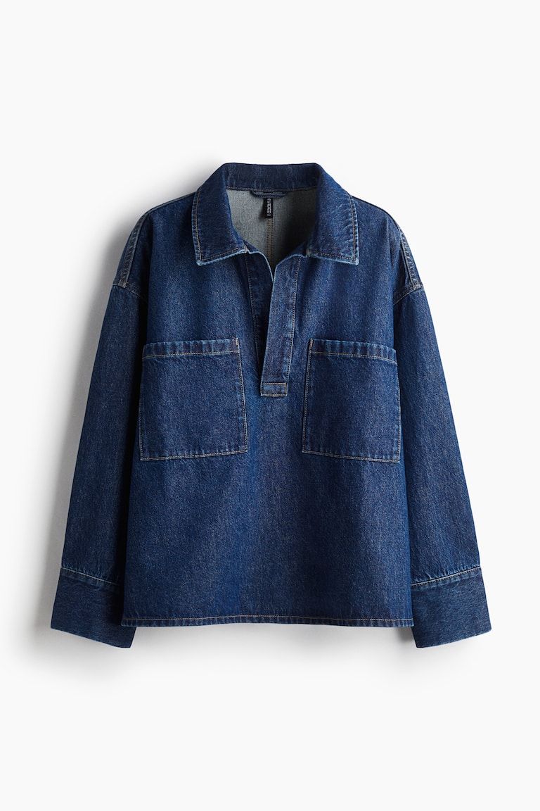 Oversized Pullover Denim Shirt