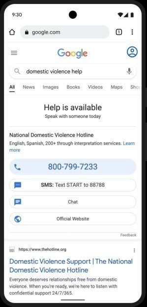 Google Domestic Violence Help