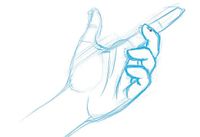 Draw hands; sketch of a hand
