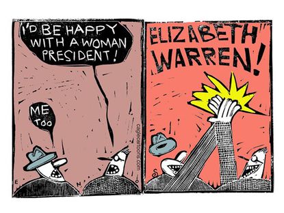 Political cartoon president Elizabeth Warren