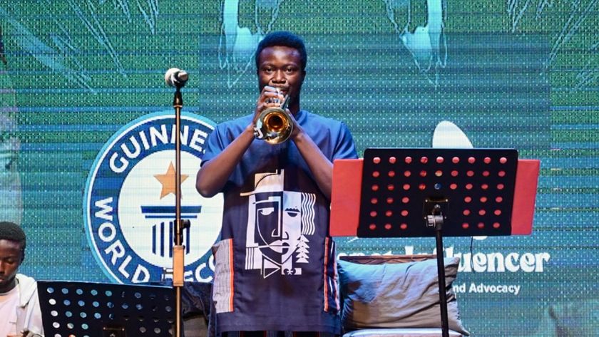 Joshua Olusanya during his record-breaking performance
