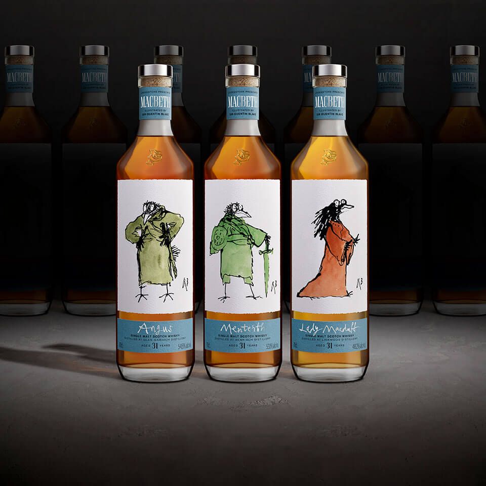 Macbeth whiskey series, illustrated by Quentin Blake