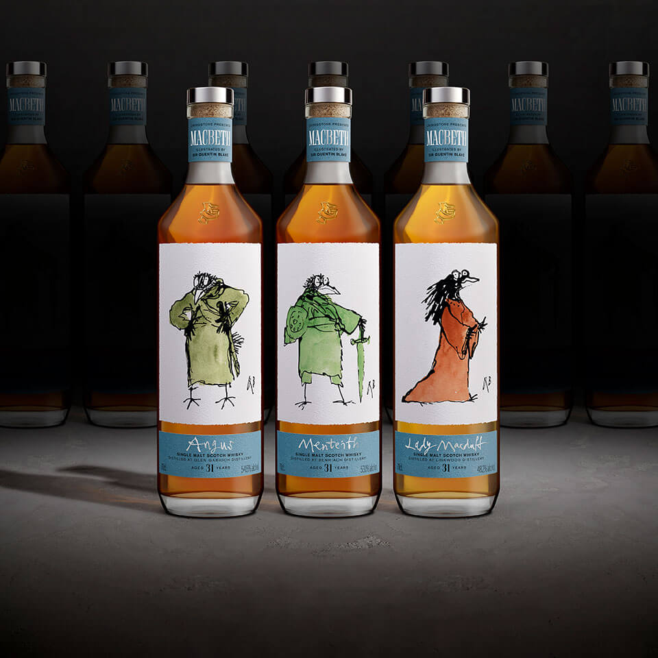 Macbeth whiskey series, illustrated by Quentin Blake