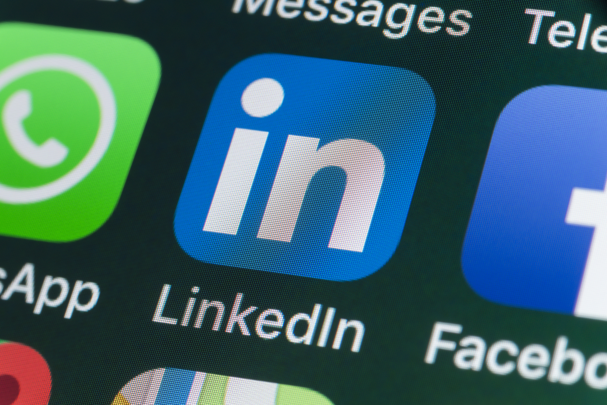 LinkedIn buttons on homescreen