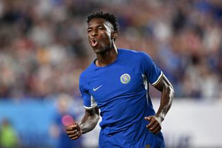 Nicolas Jackson #43 of Chelsea celebrates a goal during the second half of the pre season friendly match against the Brighton & Hove Albion at Lincoln Financial Field on July 22, 2023 in Philadelphia, Pennsylvania.