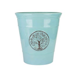 40cm Deluxe Plastic Planter Powder Blue W/col Label