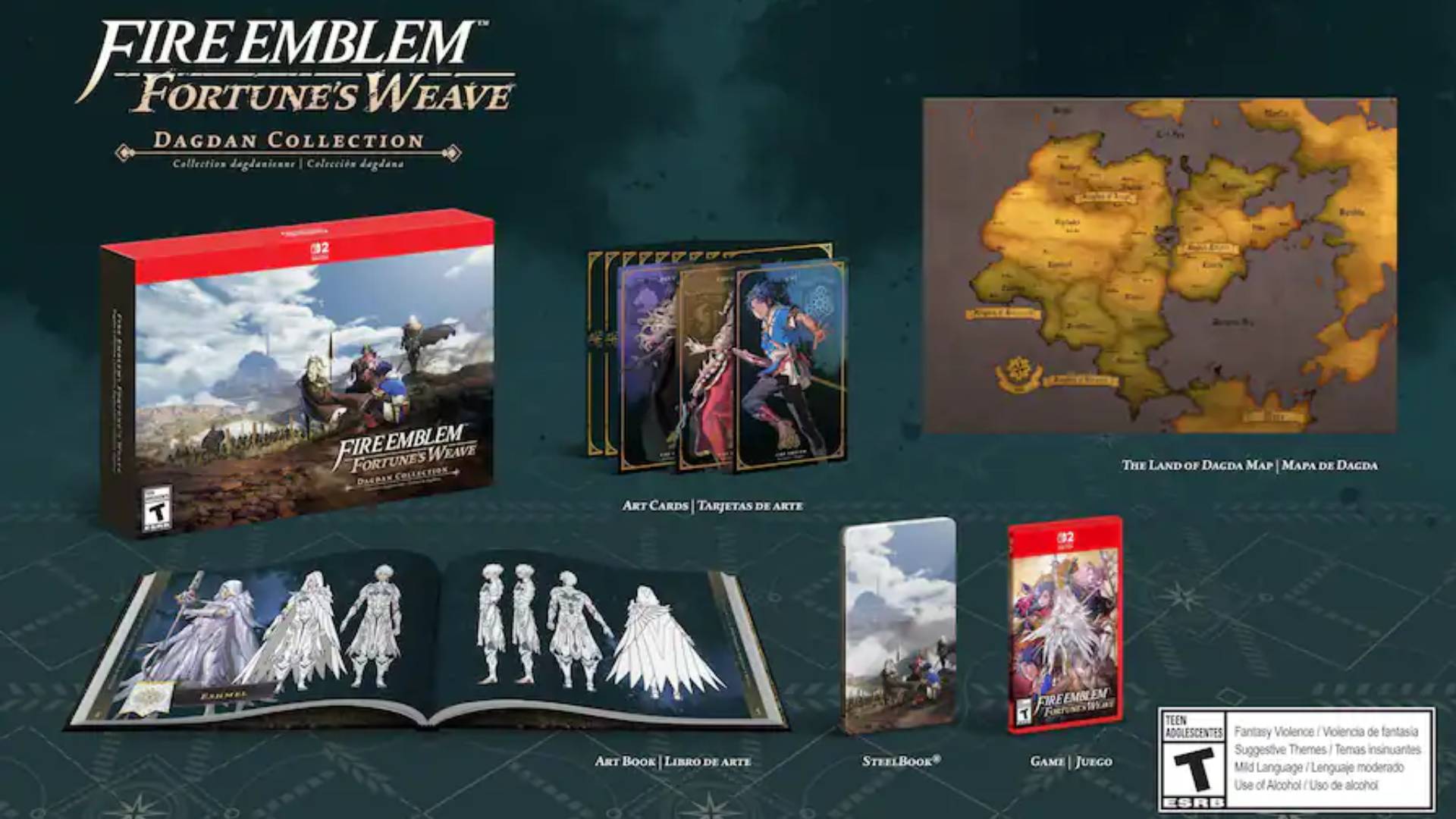 Official Nintendo marketing image of the Fire Emblem Fortune&amp;rsquo;s Weave Dagdan Collection.