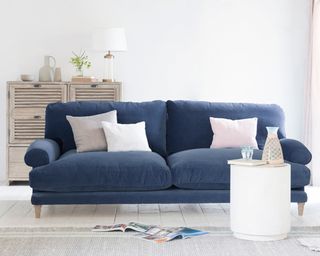 slowcoach sofa in liquorice blue clever velvet