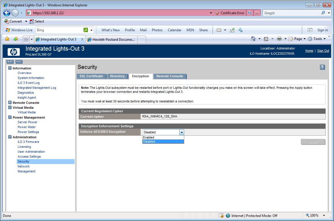 Secure management is also a new feature as the iLO3 supports encrypted links.