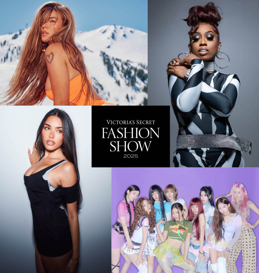 a collage of the performers at the 2025 Victoria&#039;s Secret Fashion Show
