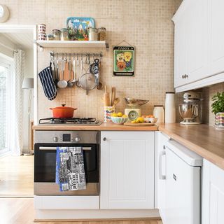 kitchen with hot kitchen storage unit and kitchen accessories