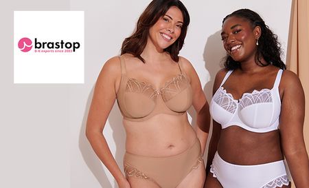 brastop logo top left with two woman posing in lingere