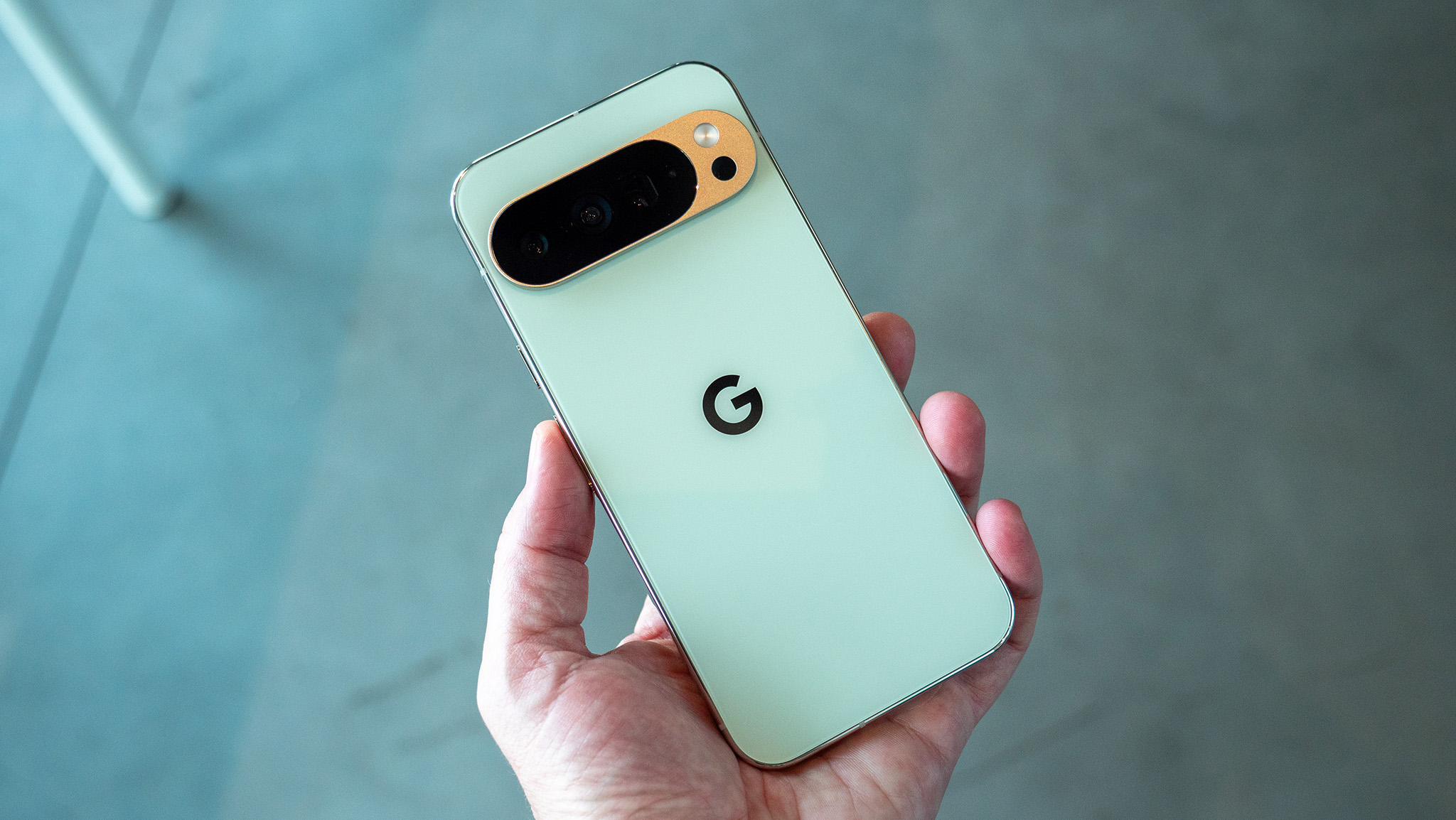 The back of the jade Google Pixel 10 Pro XL