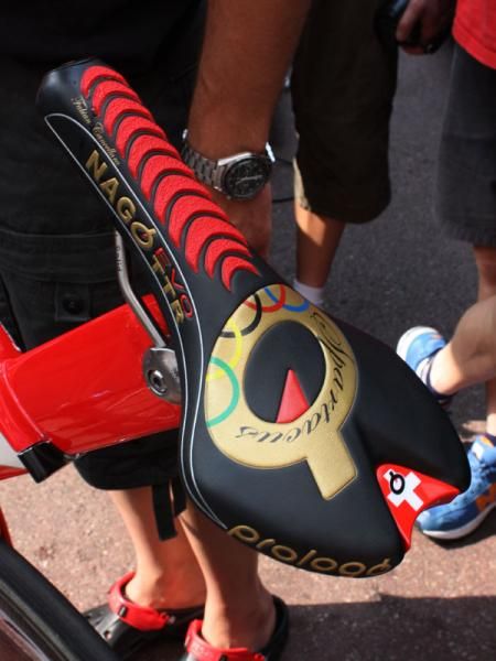 Prologo provided Cancellara with his own customized Nago Evo TTR saddle.