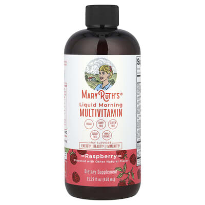 Maryruth's, Liquid Morning Multivitamin, Raspberry, 15.22 Fl Oz (450 Ml)