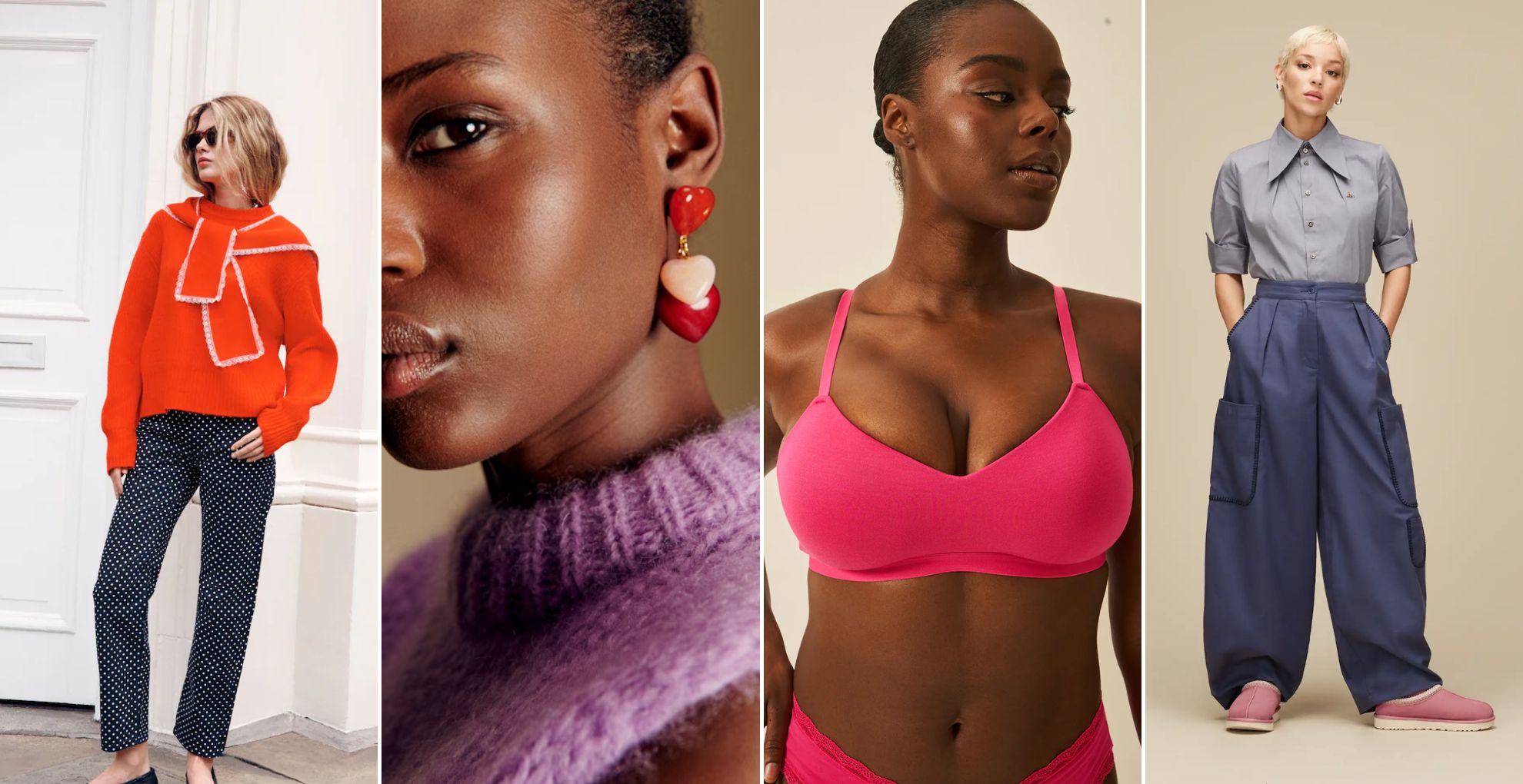 Models wearing items from Next, Sezane, Stripe &amp; Stare, UGG 