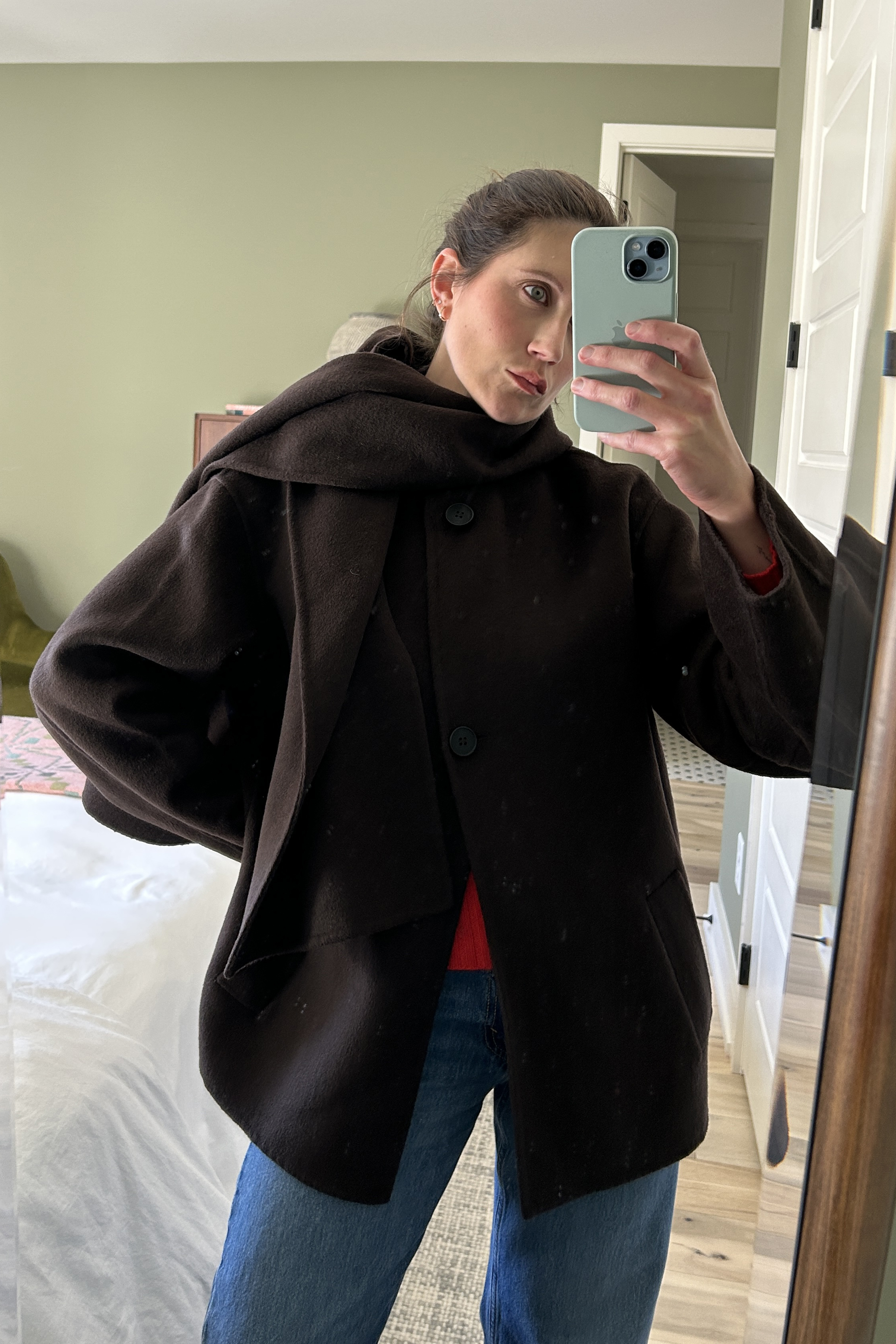 Zara brown wool scarf coat