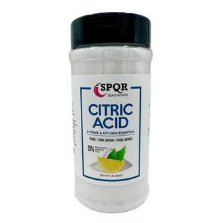 A plastic container of citric acid